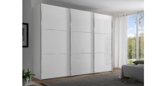 SCHWEBETÜRENSCHRANK 249/222/68 cm 3-türig  - Chromfarben/Weiß, KONVENTIONELL, Glas/Holzwerkstoff (249/222/68cm) - Moderano