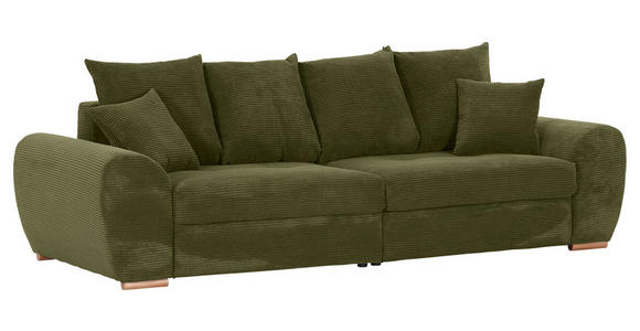 BIGSOFA in Cord Dunkelgrün  - Dunkelgrün/Eichefarben, KONVENTIONELL, Holz/Textil (270/72/109cm) - Carryhome