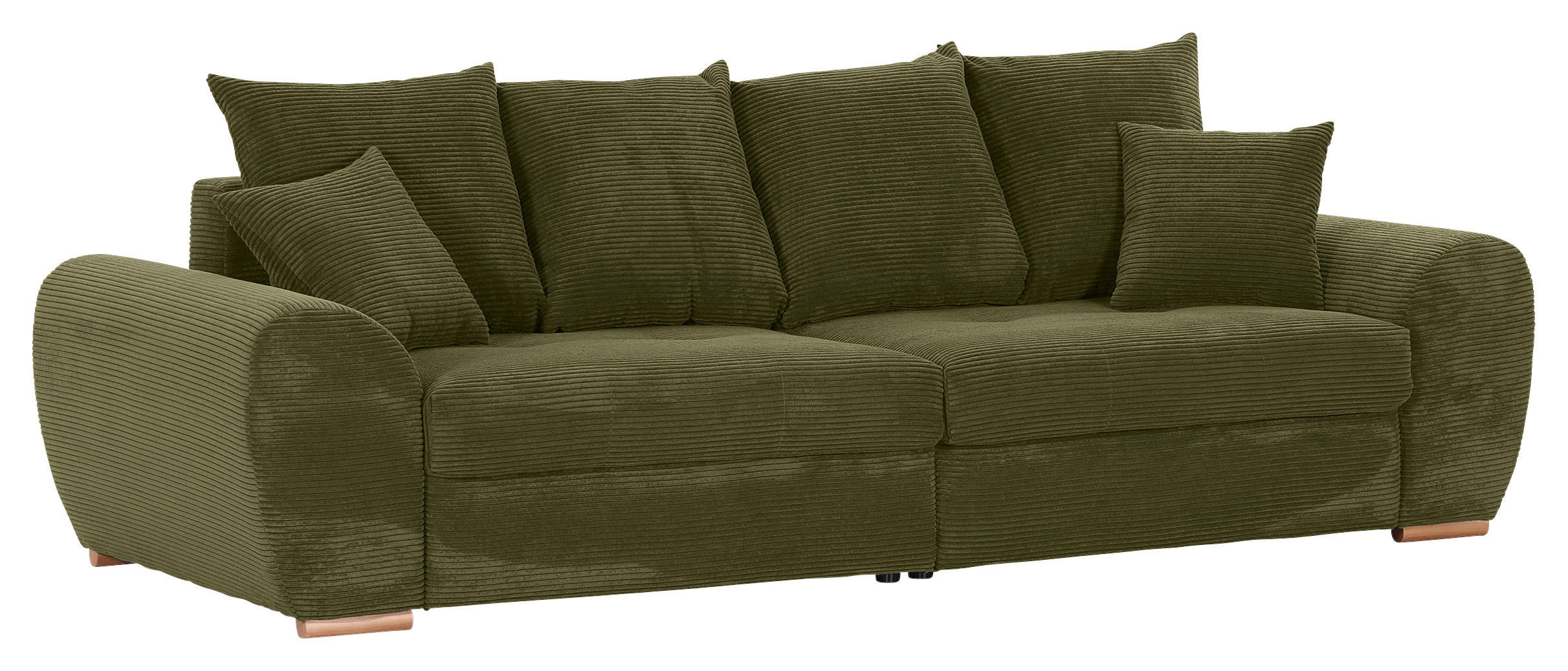 BIGSOFA Cord Dunkelgrün  - Dunkelgrün/Eichefarben, KONVENTIONELL, Holz/Textil (270/72/109cm) - Carryhome