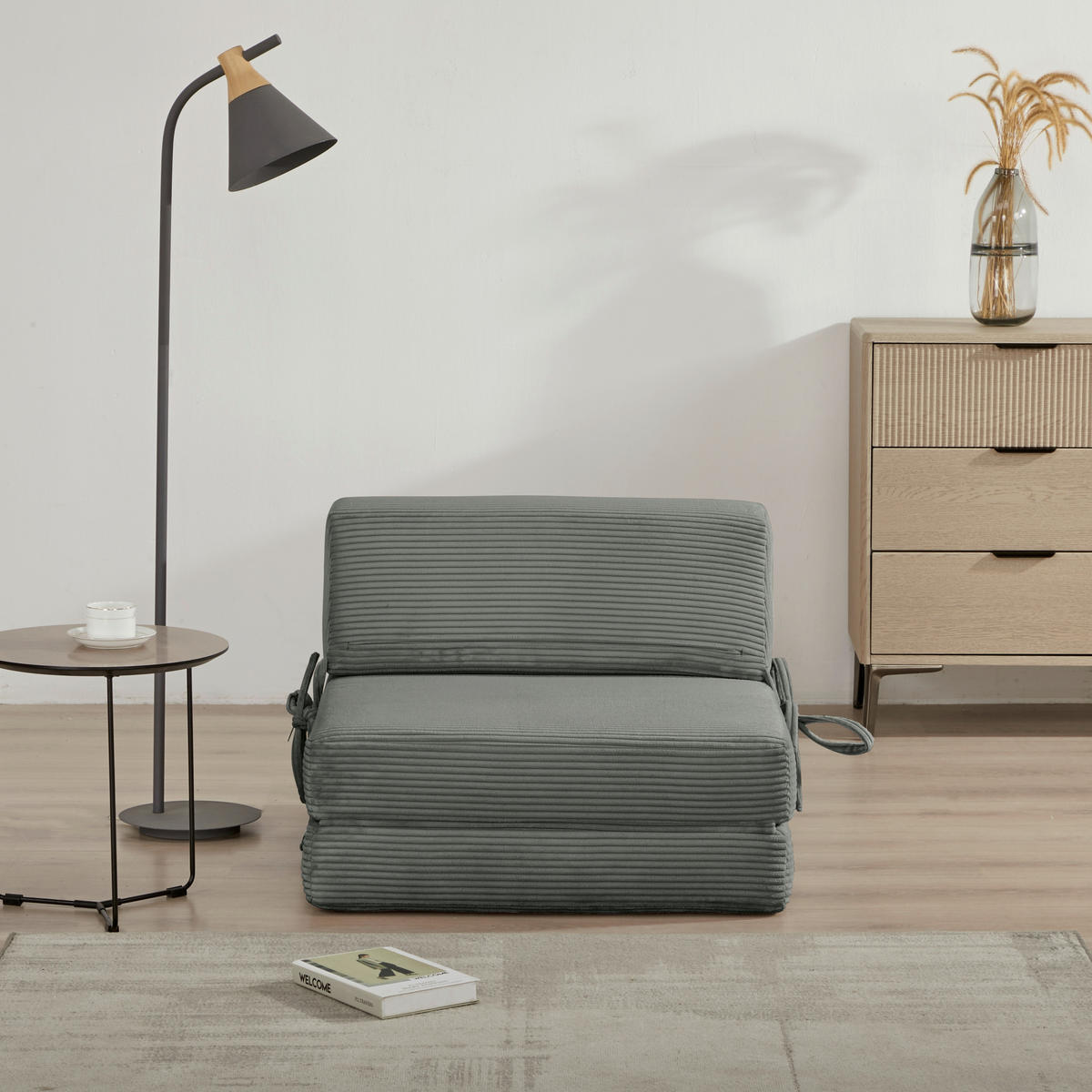 SCHLAFSESSEL Cord Dunkelgrau  - Dunkelgrau, Design, Textil/Metall (75/58/80cm) - Livetastic