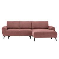 ECKSOFA in Webstoff Koralle  - Koralle/Schwarz, Design, Textil/Metall (272/170cm) - Welnova