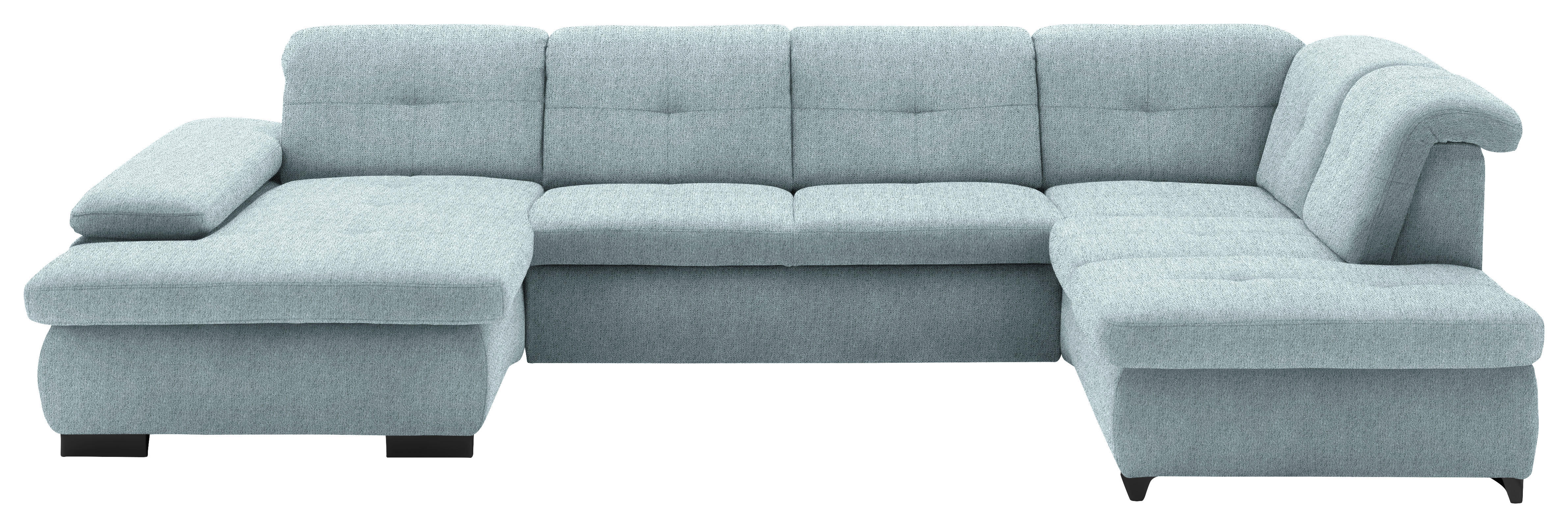 WOHNLANDSCHAFT Türkis Webstoff  - Türkis/Schwarz, Design, Textil/Metall (174/337/210cm) - Beldomo Style