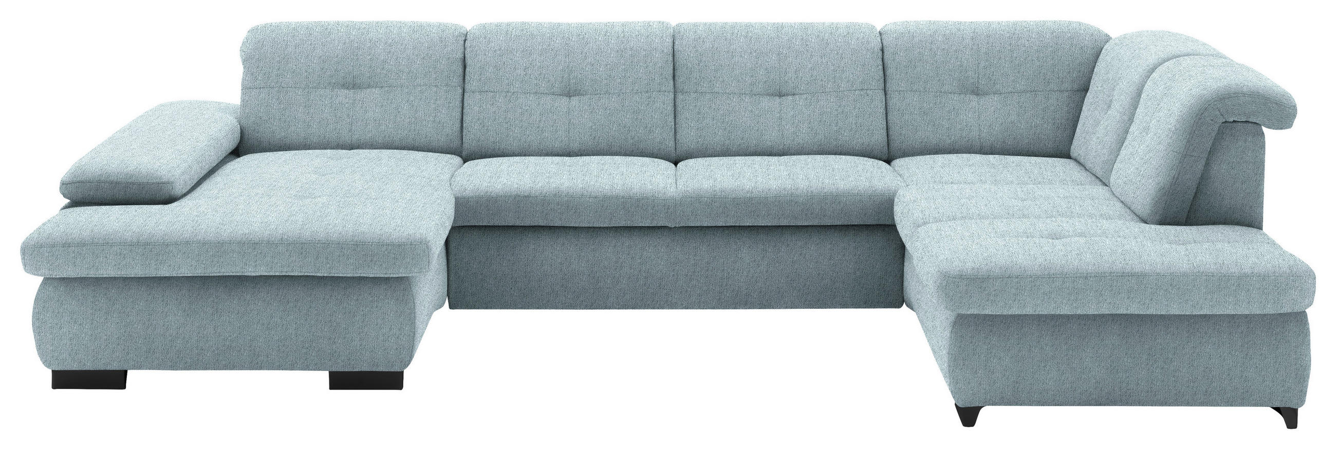 WOHNLANDSCHAFT Türkis Webstoff - Türkis/Schwarz, Design, Textil/Metall (174/337/210cm) - Beldomo Style