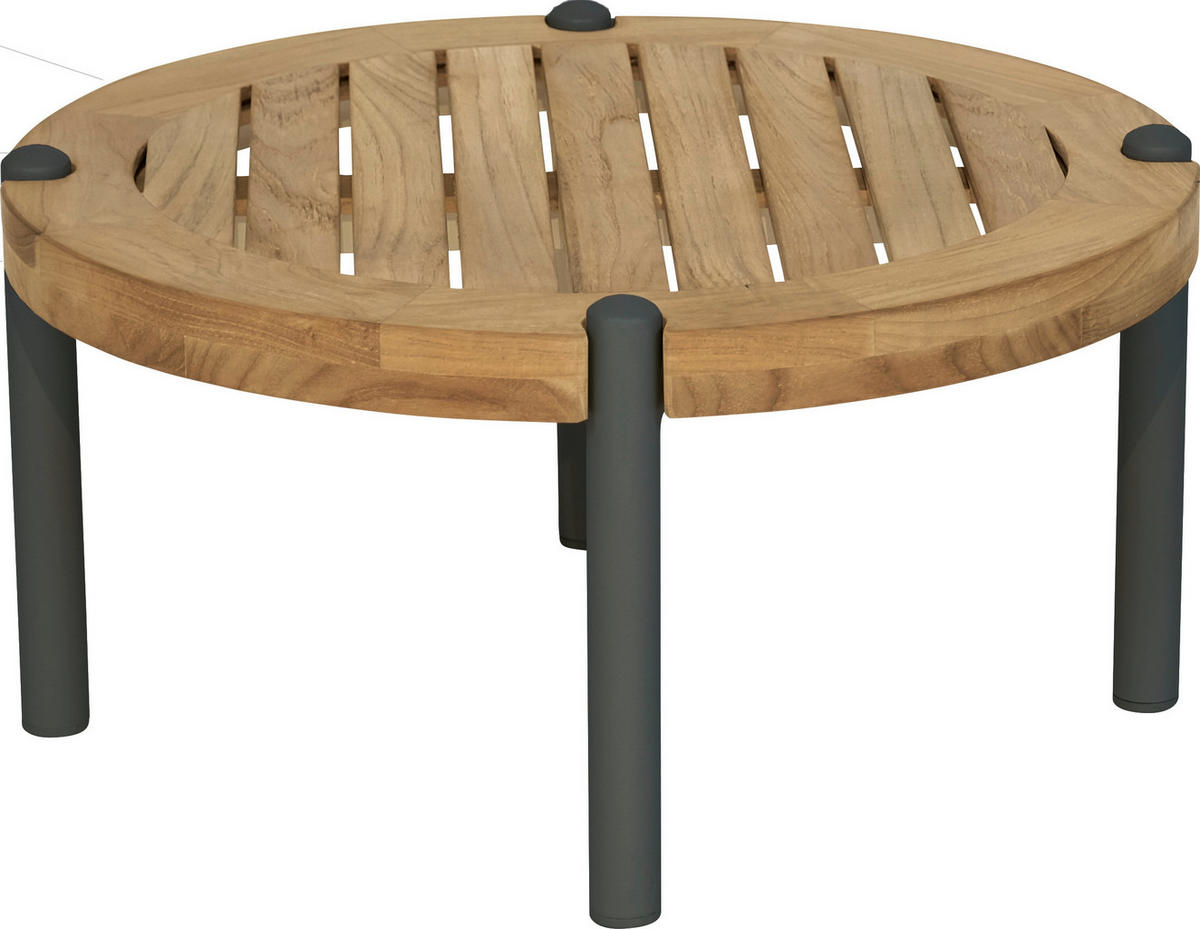 GARTENBEISTELLTISCH 55/55/28 cm Holz, Metall  - Anthrazit/Teakfarben, Basics, Holz/Metall (55/55/28cm) - Stern