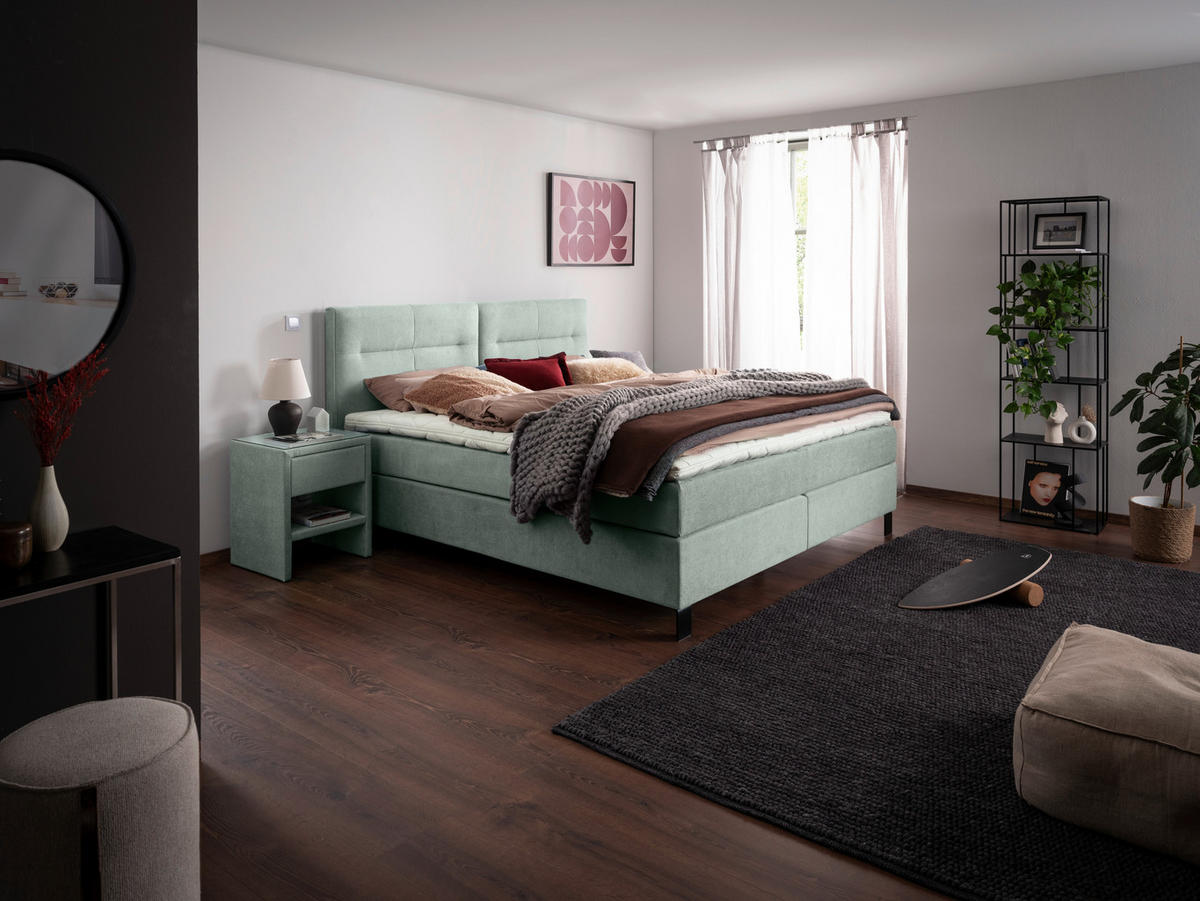BOXSPRINGBETT 240/220 cm  in Mintgrün  - Schwarz/Mintgrün, KONVENTIONELL, Textil/Metall (240/220cm) - Esposa
