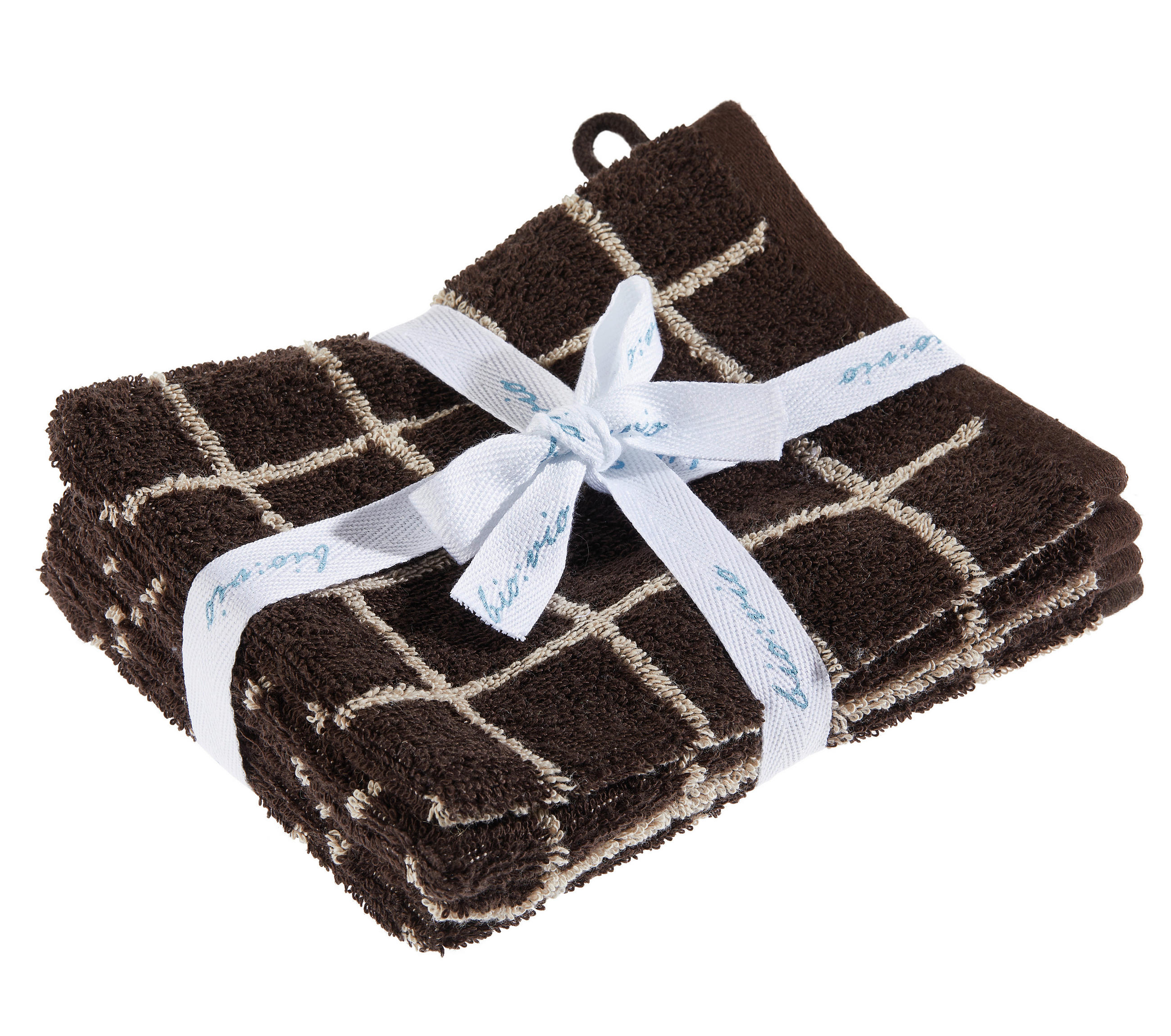 Bio:Vio Waschhandschuhset Champ Taupe, Dunkelbraun 16x21 cm