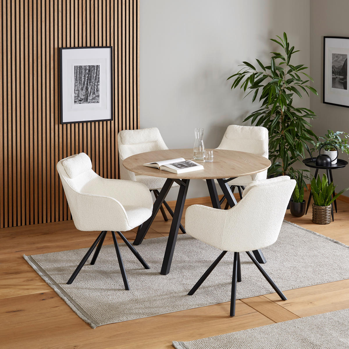 ARMLEHNSTUHL  in Eisen Bouclé  - Schwarz/Weiß, MODERN, Holz/Textil (59/88/64cm) - MID.YOU