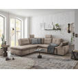 ECKSOFA Creme Mikrovelours  - Creme/Schwarz, KONVENTIONELL, Kunststoff/Textil (217/265cm) - Carryhome