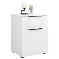 NACHTSCHRANK 45/60/40 cm  - Weiß Hochglanz/Schwarz, Basics, Glas/Holzwerkstoff (45/60/40cm)