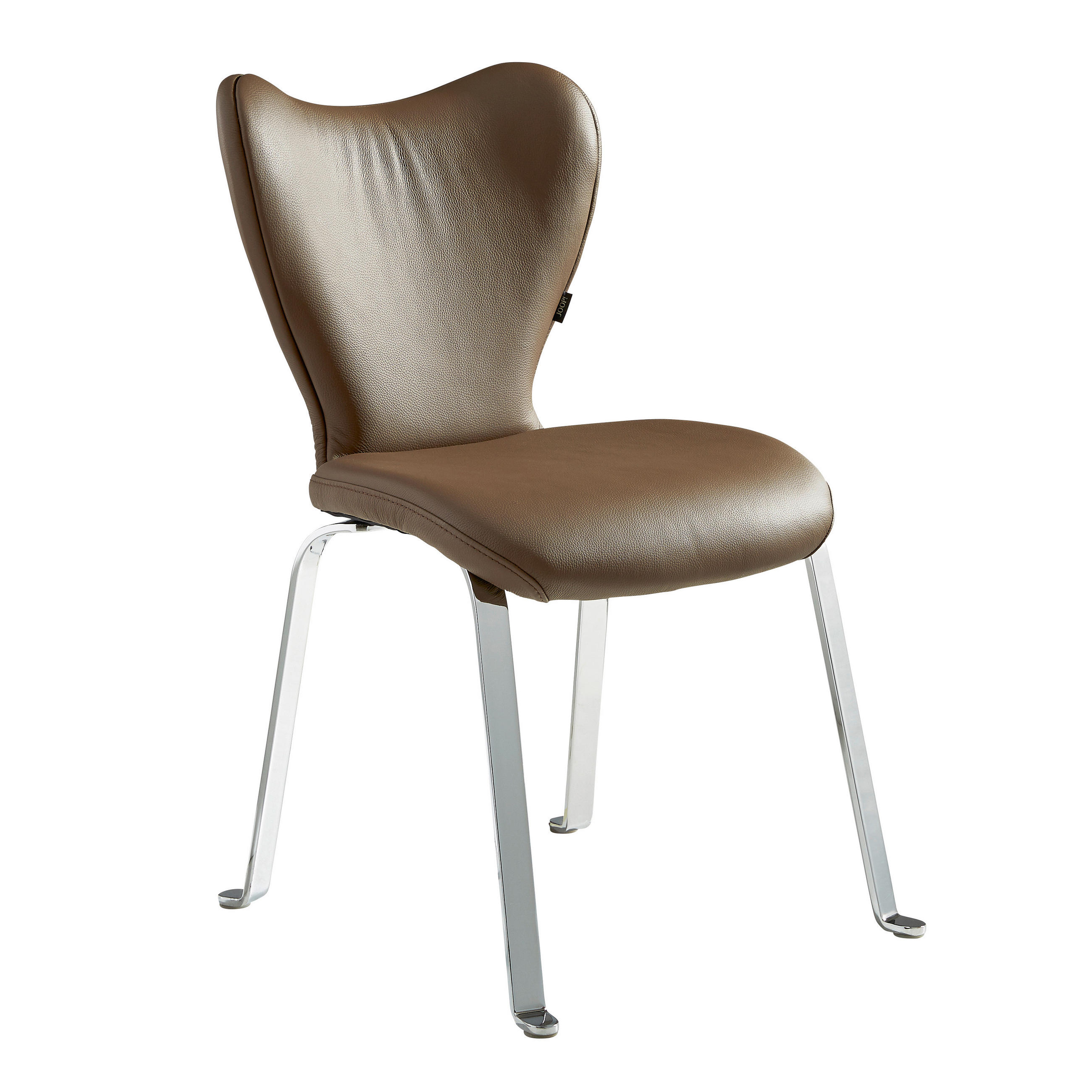 STUHL Echtleder Braun, Chromfarben  - Chromfarben/Braun, Design, Leder/Metall (53/91/64cm) - Joop!