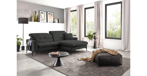 ECKSOFA in Flachgewebe Dunkelgrau 252/191 cm - Dunkelgrau/Schwarz, Design, Textil/Metall (252/191cm) - Dieter Knoll