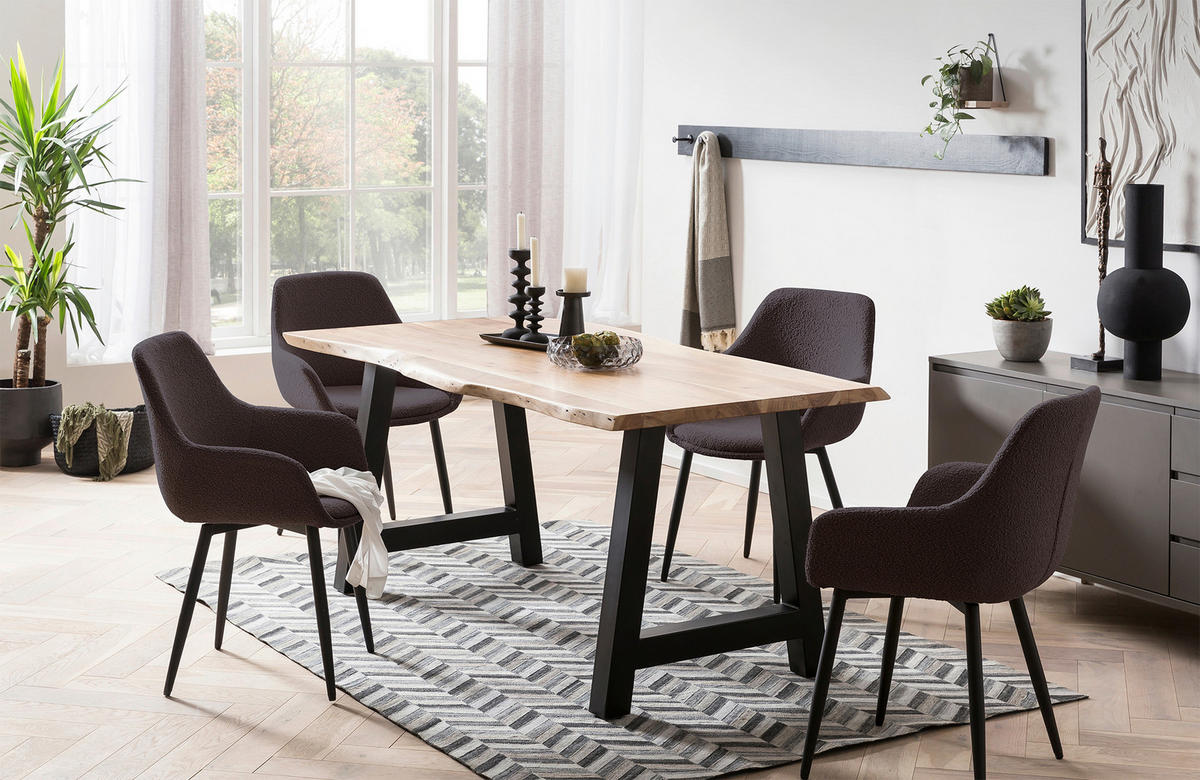 SADA ŽIDLÍ 2 kusy - černá/antracitová, Moderní, kov/textil (64/86/59cm) - Livetastic