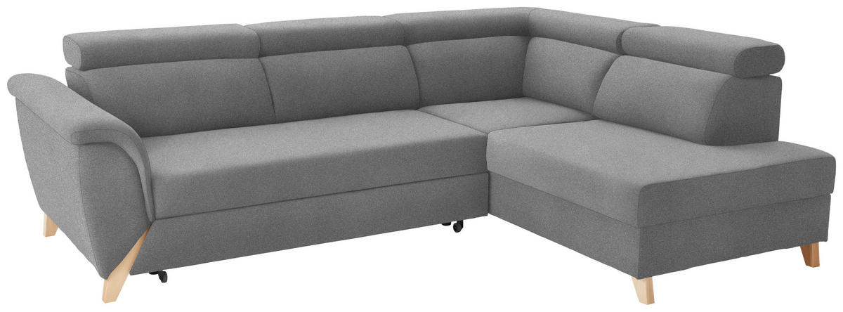 ECKSOFA  in Chenille Grau  265/200 cm  - Naturfarben/Grau, KONVENTIONELL, Holz/Textil (265/200cm) - Stylife