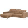 ECKSOFA in Webstoff Braun  - Chromfarben/Braun, Design, Textil/Metall (187/260cm) - Xora