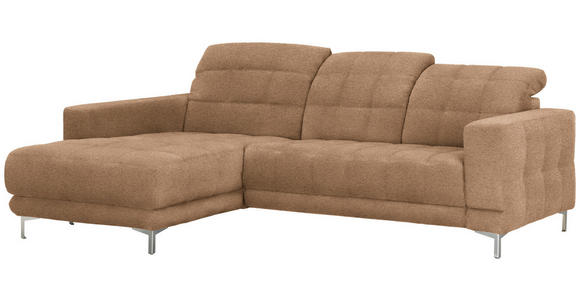 ECKSOFA in Webstoff Braun  - Chromfarben/Braun, Design, Textil/Metall (187/260cm) - Xora