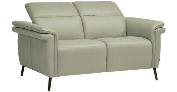 2-SITZER-SOFA  in Echtleder Hellgrau   - Hellgrau/Schwarz, Design, Leder/Metall (162/79/104cm) - Belluti