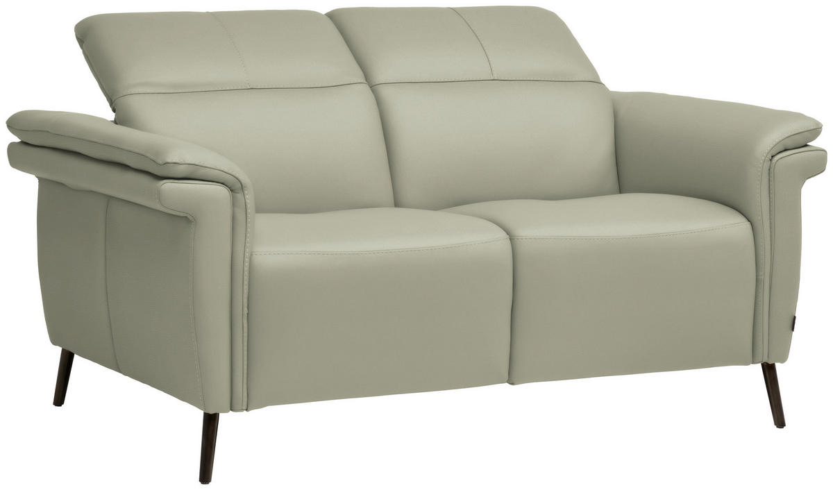 2-SITZER-SOFA Echtleder Hellgrau  - Hellgrau/Schwarz, Design, Leder/Metall (162/79/104cm) - Belluti