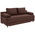 SCHLAFSOFA  mit Liegefunktion, Schlafen auf Sitzhöhe, Rücken echt Cord Braun  - Schwarz/Braun, KONVENTIONELL, Holz/Textil (196/96/103cm) - Carryhome