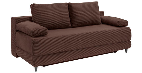 SCHLAFSOFA  mit Liegefunktion, Schlafen auf Sitzhöhe, Rücken echt Cord Braun  - Schwarz/Braun, KONVENTIONELL, Holz/Textil (196/96/103cm) - Carryhome