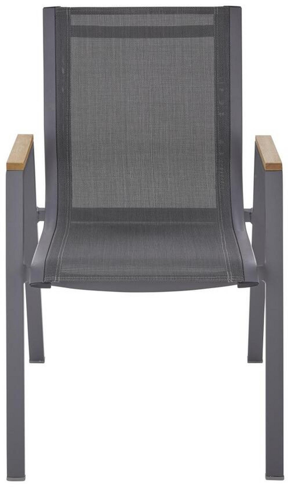 STAPELSESSEL Eukalyptusholz Aluminium Anthrazit, Naturfarben, Schwarz  - Anthrazit/Schwarz, Basics, Holz/Textil (65,5/88/55cm) - Ambia Garden