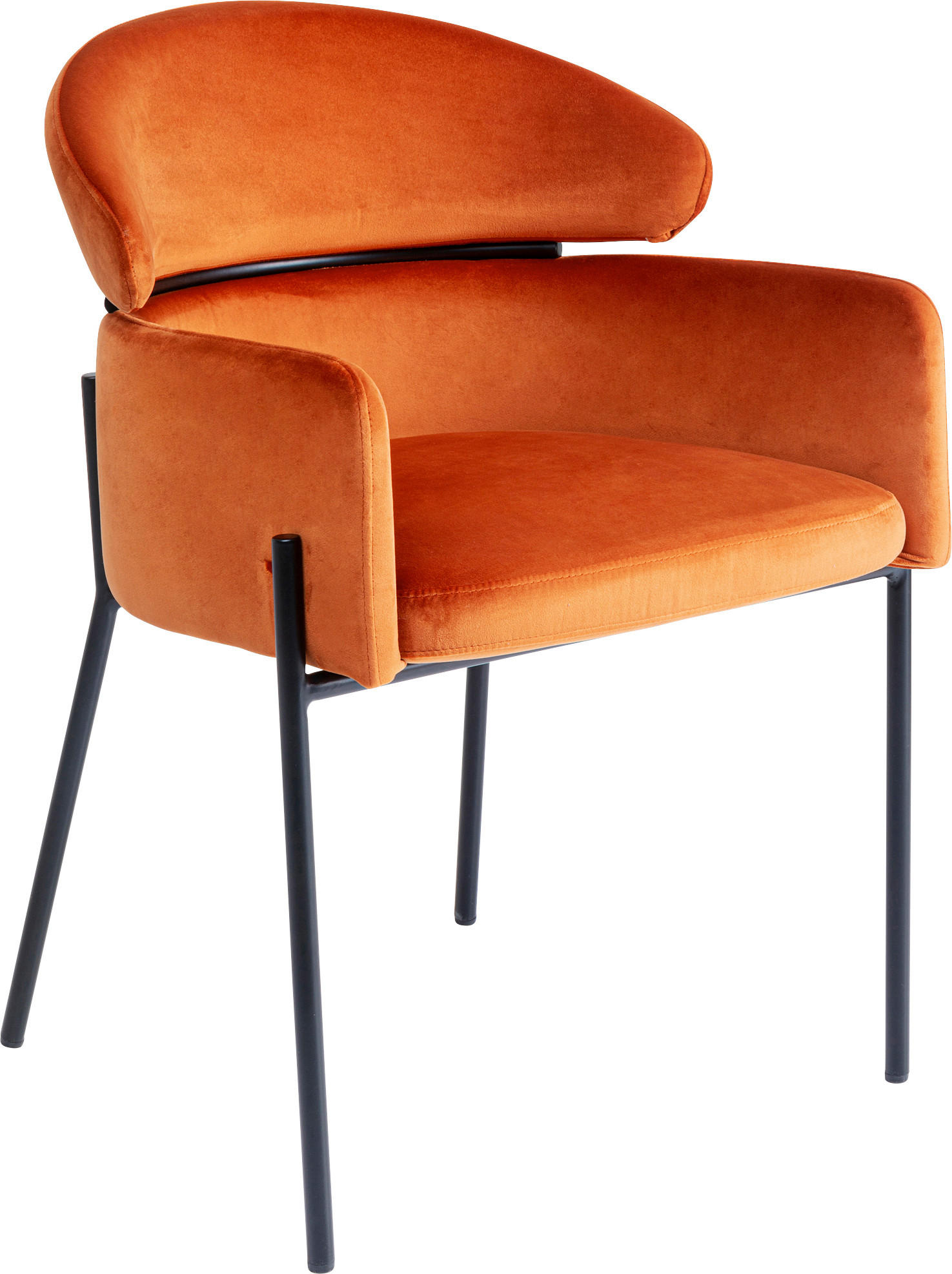 ARMLEHNSTUHL  in Stahl Samt  - Schwarz/Orange, Design, Textil/Metall (54/78/61cm) - Kare-Design