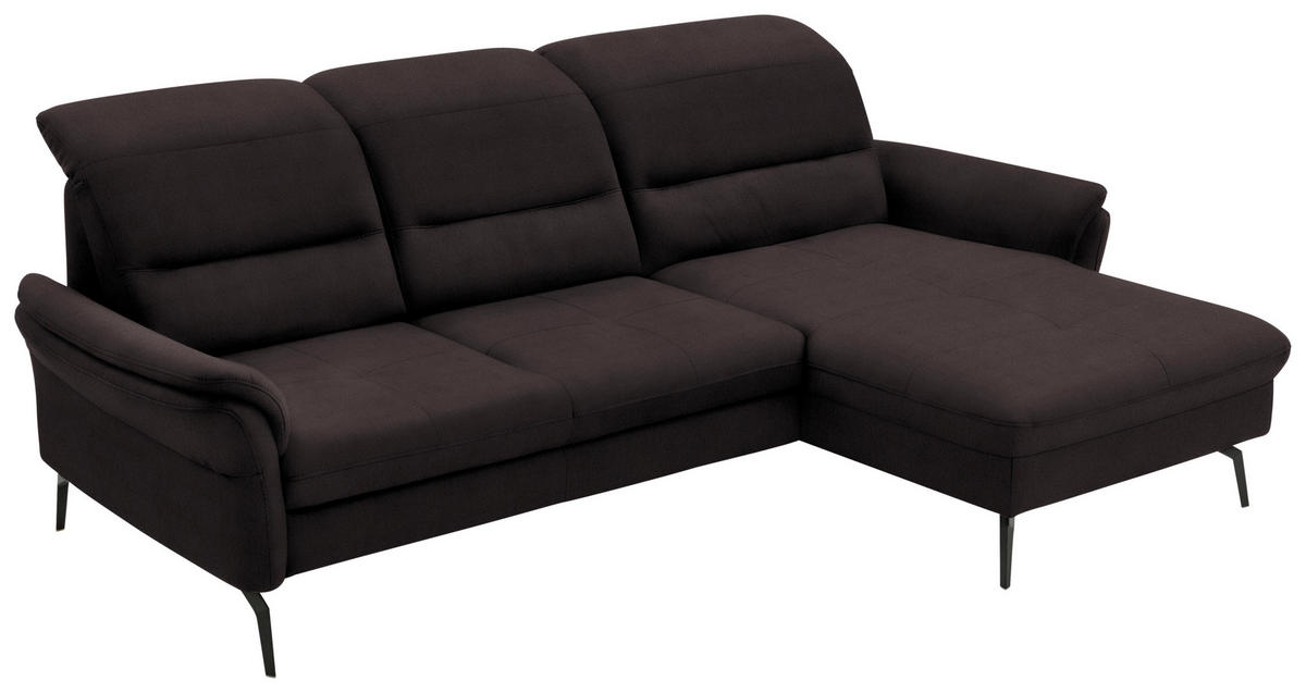 ECKSOFA in Flachgewebe Dunkelgrau  - Dunkelgrau/Schwarz, Konventionell, Textil/Metall (260/181cm) - Beldomo Speed