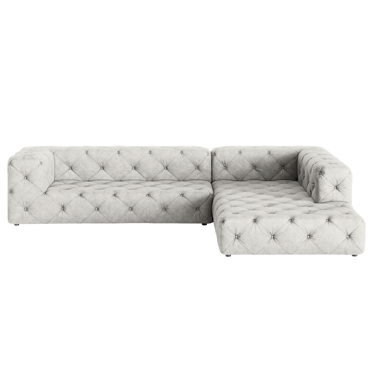 ECKSOFA Mikrofaser Hellgrau  - Hellgrau/Schwarz, Design, Kunststoff/Textil (325/228cm) - P & B