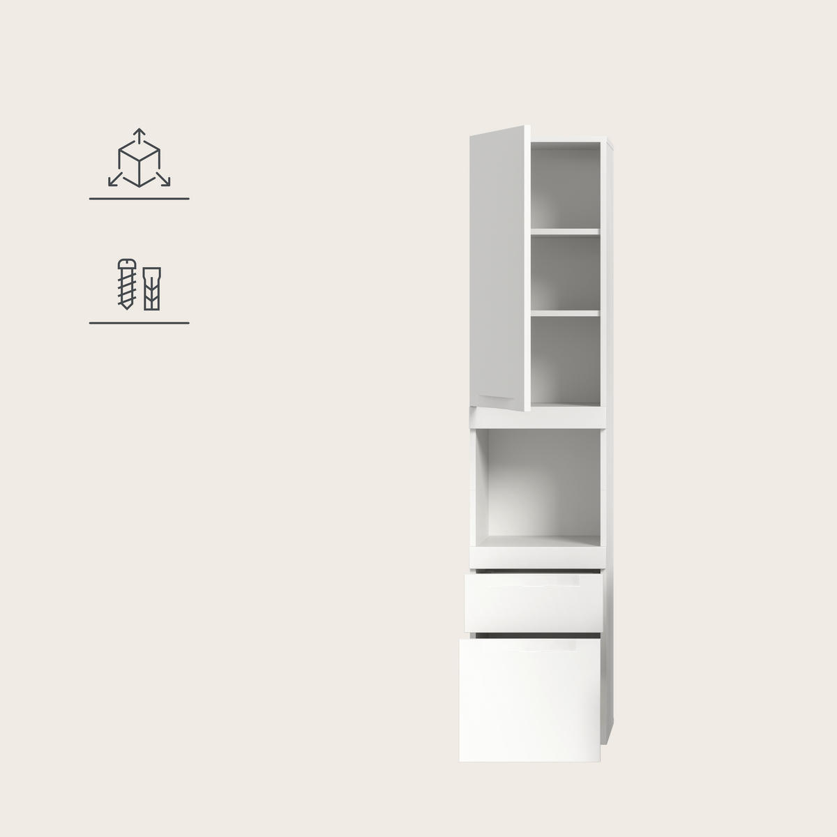 HÄNGESCHRANK 38/166/31 cm  - Weiß, Trend, Holzwerkstoff (38/166/31cm) - MID.YOU