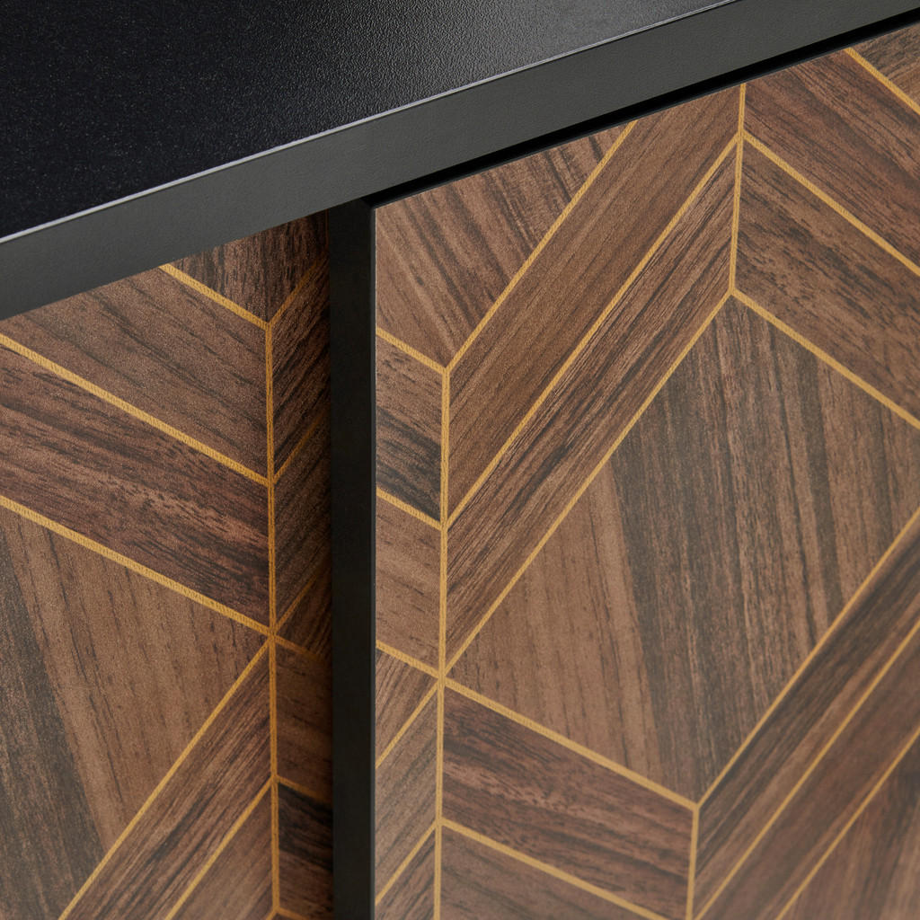 Thumbnail - Hom`in Lowboard, Schwarz, Gold, Holzwerkstoff, 187.8x54x42 cm, Typenauswahl, stehend, Wohnzimmer, Wohnwände, Lowboards, ...