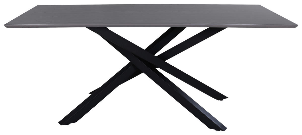 ESSTISCH furniert rechteckig Schwarz  - Schwarz, Design, Holzwerkstoff/Metall (180/90/76cm) - Livetastic