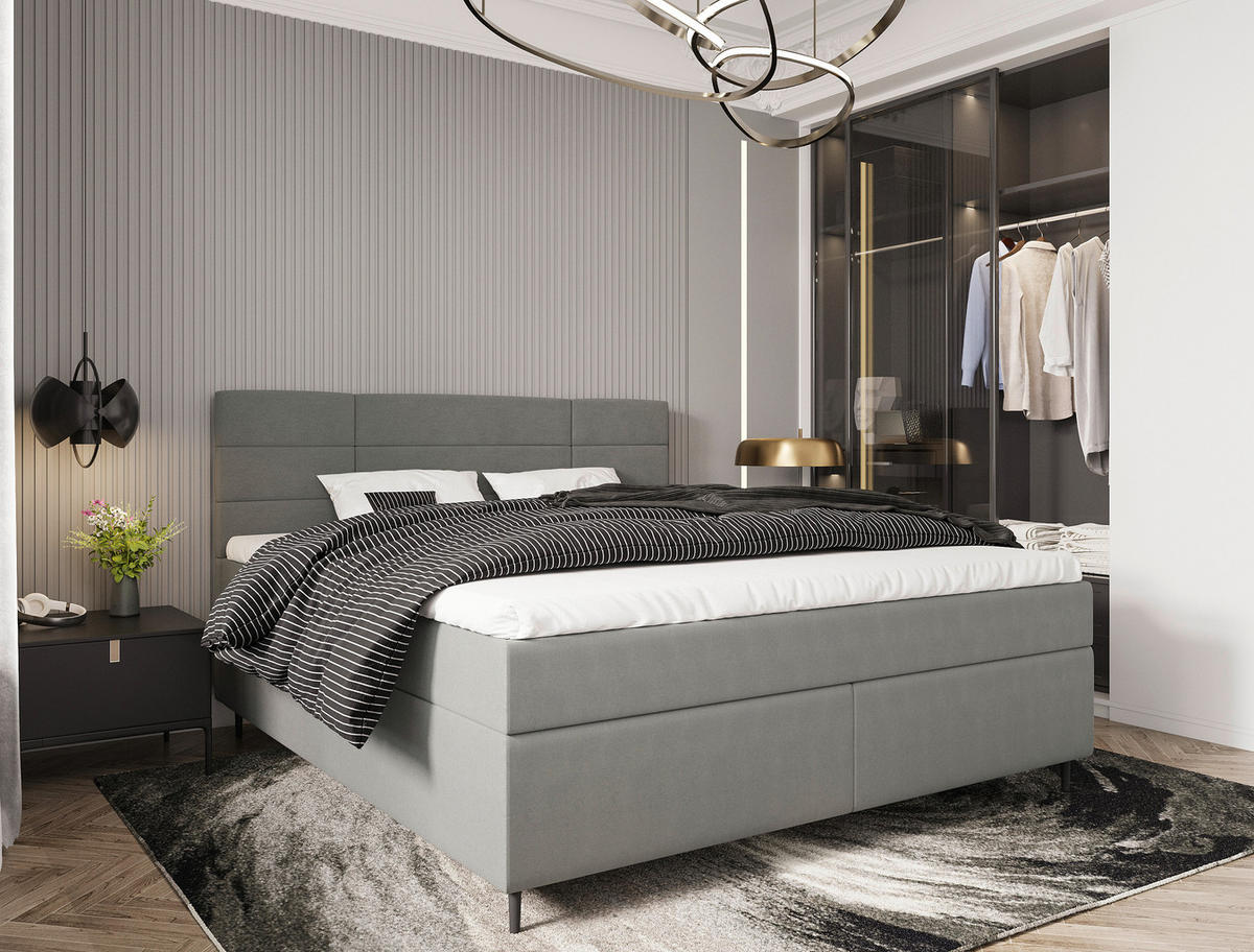 BOXBETT 180/200 cm  in Grau  - Birkefarben/Schwarz, Konventionell, Holz/Textil (180/200cm) - Boxxx