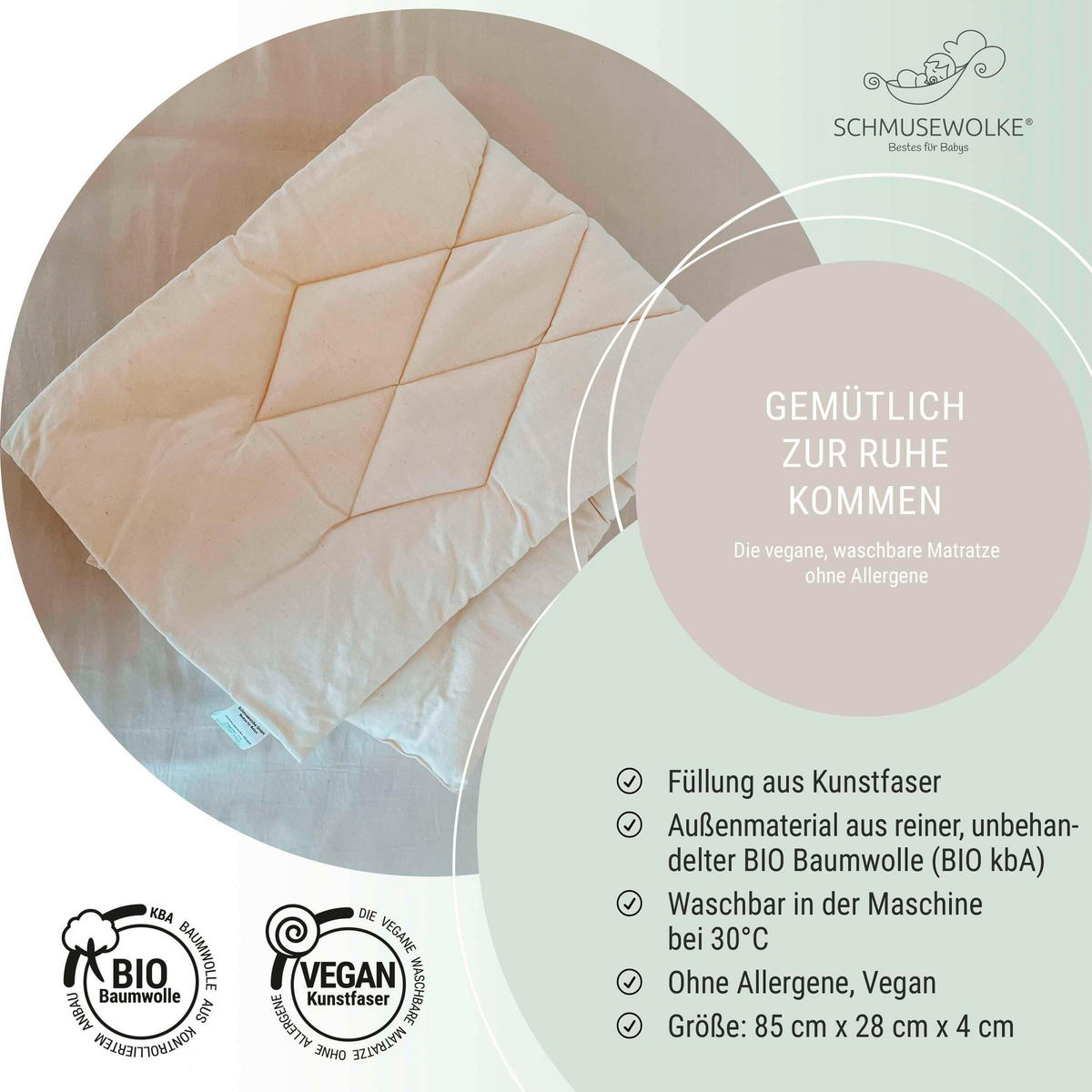 MATRATZE FÜR FEDERWIEGE   - Beige, Basics, Textil (85/28/4cm) - SCHMUSEWOLKE