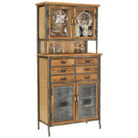 BUFFET 77/167/37 cm  in Multicolor  - Messingfarben/Multicolor, Trend, Glas/Holz (77/167/37cm) - Landscape