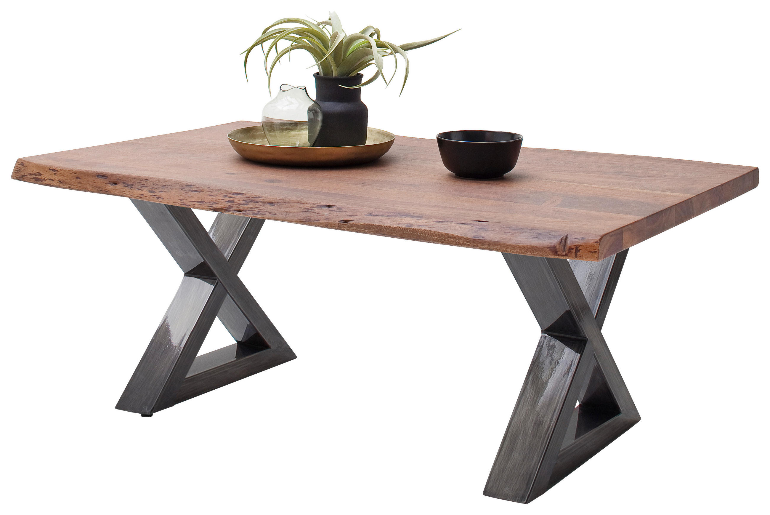 Couchtisch Holz Massiv Cartagena Walnuss/Nickelfarben