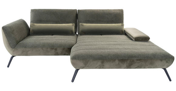 ECKSOFA in Webstoff Olivgrün  - Schwarz/Olivgrün, KONVENTIONELL, Textil/Metall (273/191cm) - Carryhome