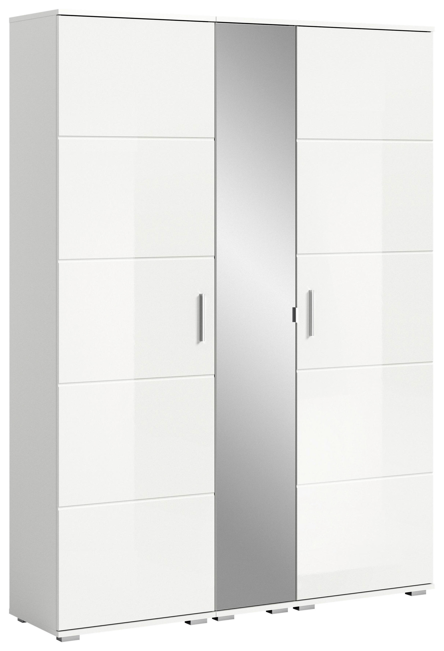 GARDEROBENSCHRANK Prego  in 140/191/37 cm  - Weiß Hochglanz/Weiß, Design, Glas/Holzwerkstoff (140/191/37cm) - Xora