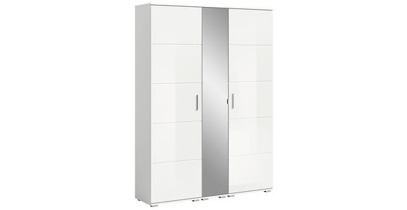 GARDEROBENSCHRANK Prego  in 140/191/37 cm  - Weiß Hochglanz/Weiß, Design, Glas/Holzwerkstoff (140/191/37cm) - Xora