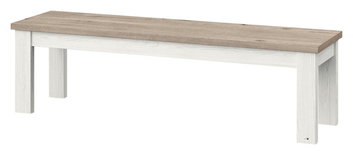 SITZBANK 160/45/43 cm Weiß, Eichefarben  - Eichefarben/Weiß, Design (160/45/43cm) - SetOne by Musterring