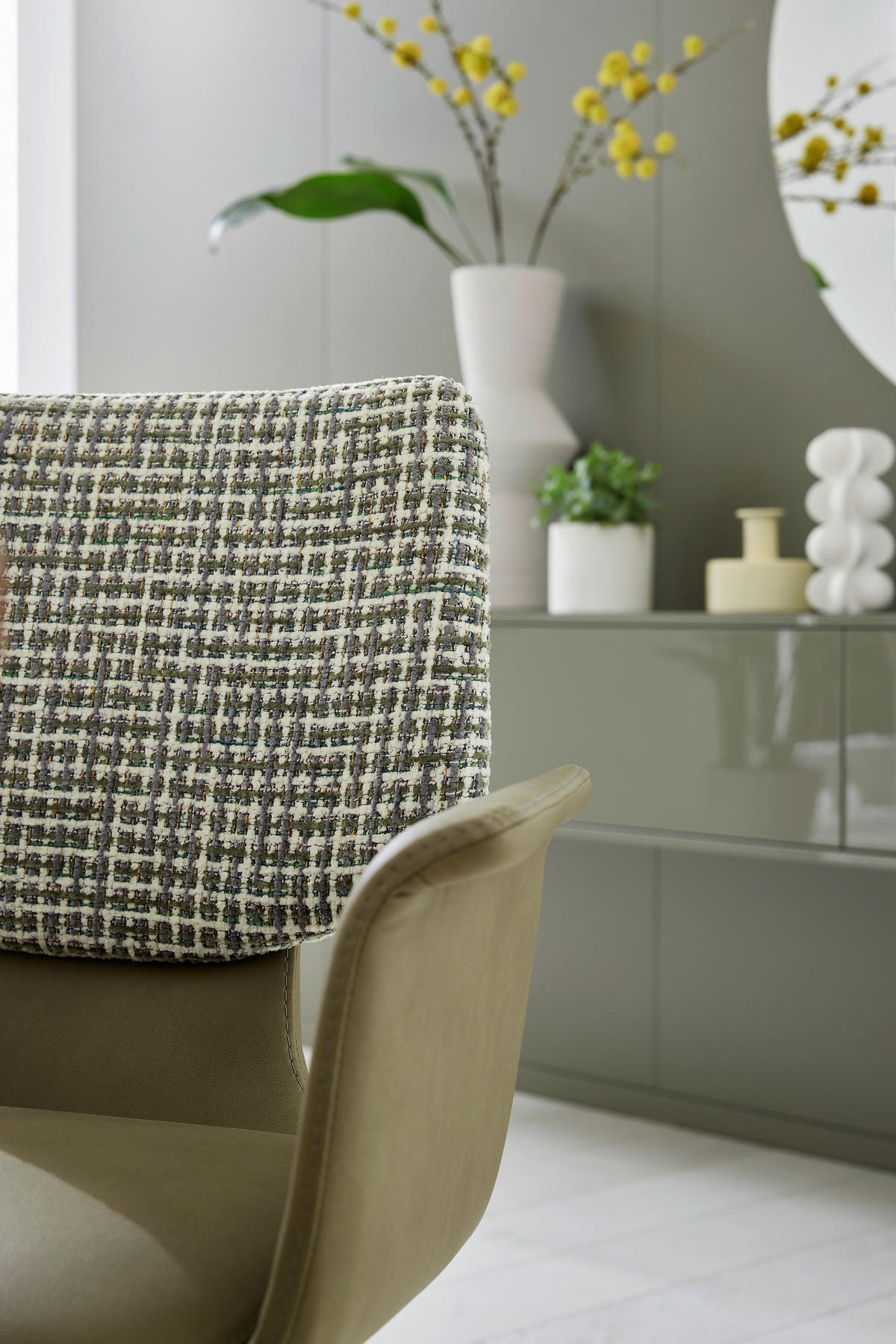 ARMLEHNSTUHL  in Lederlook, beschichtet  - Anthrazit/Beige, Design, Textil/Metall (64/87/56,5cm) - Musterring