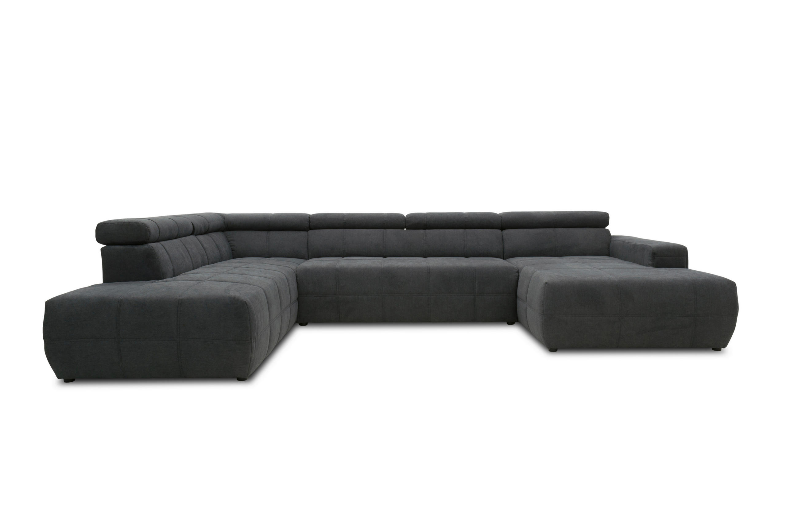 WOHNLANDSCHAFT Dunkelgrau Mikrofaser - Dunkelgrau/Schwarz, Design, Kunststoff/Textil (228/359/175cm) - MID.YOU