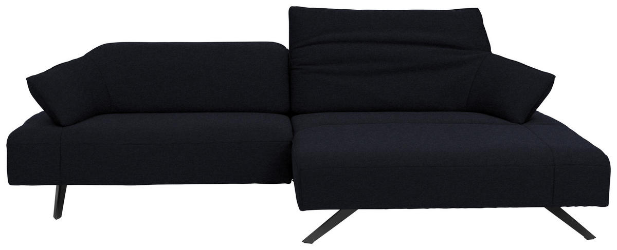 ECKSOFA in Struktur Dunkelblau  - Anthrazit/Dunkelblau, Design, Textil/Metall (276/165cm) - Himolla