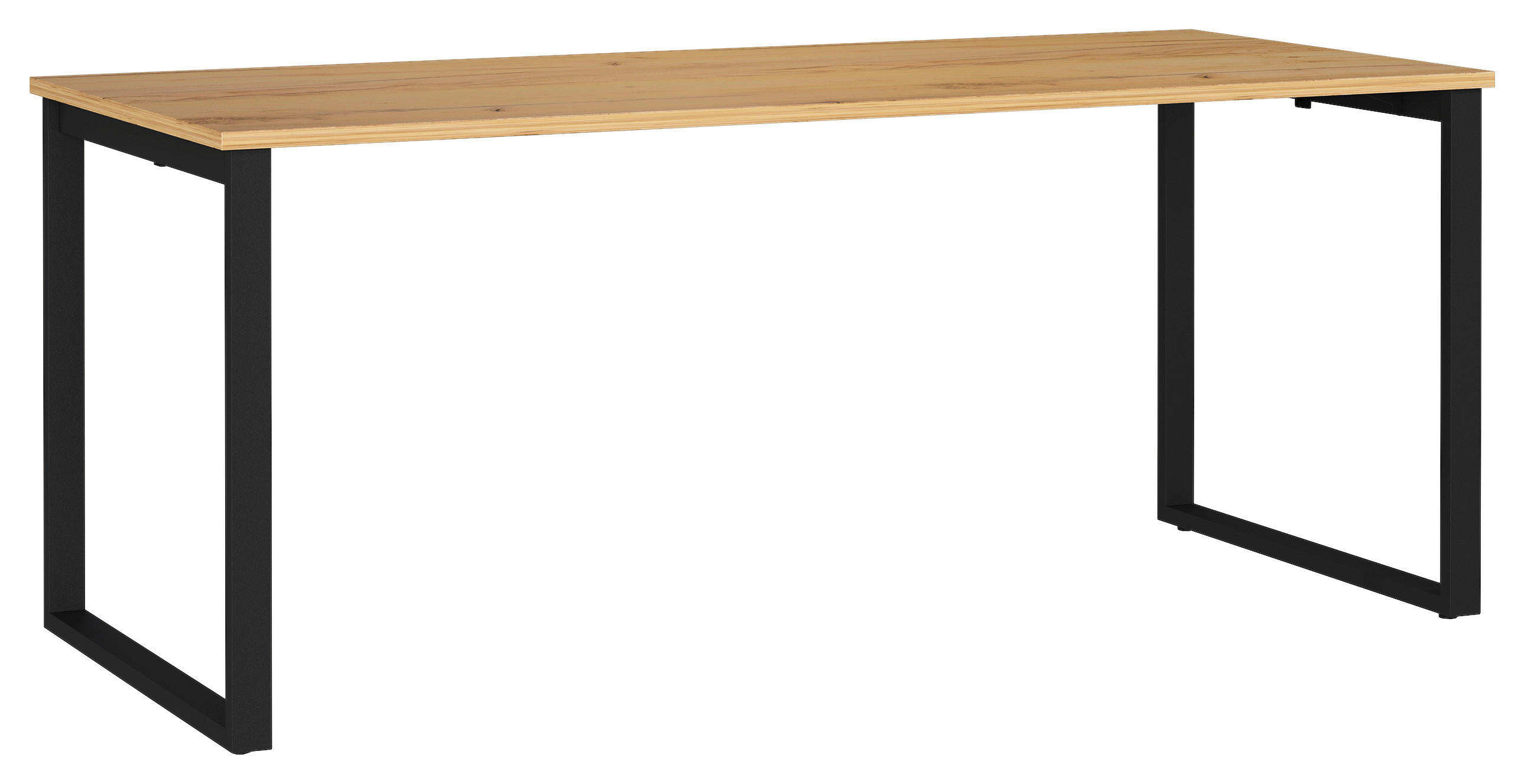 SCHREIBTISCH 180/80/75 cm Schwarz, Eichefarben, Hellbraun in verschiedenen Holz-Dekoren erhältlich, justierbare Füße  - Hellbraun/Eichefarben, MODERN, Holzwerkstoff/Metall (180/80/75cm) - Novel