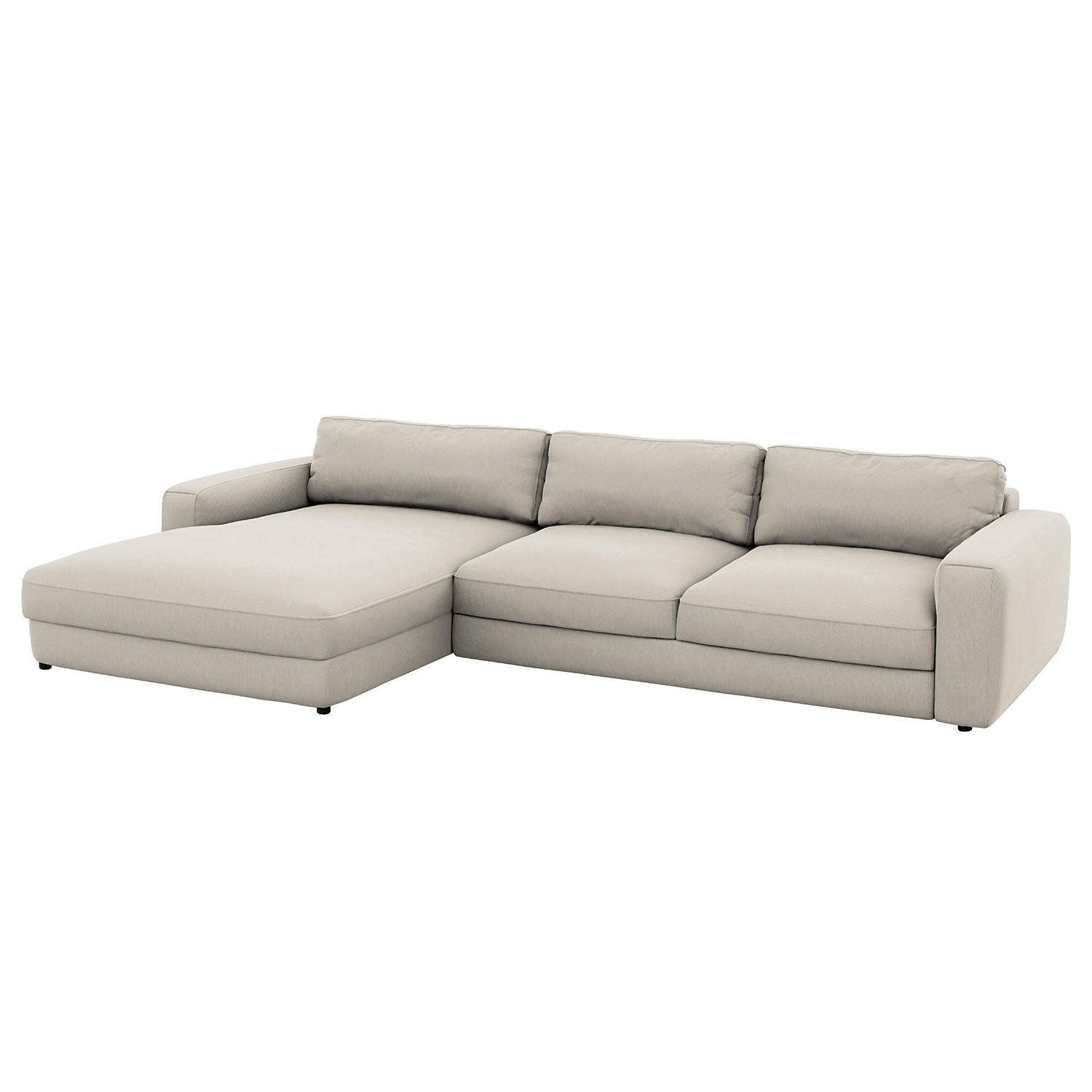 ECKSOFA in Cord Grau  - Schwarz/Grau, Modern, Textil (176/84/303cm) - Trendmanufaktur