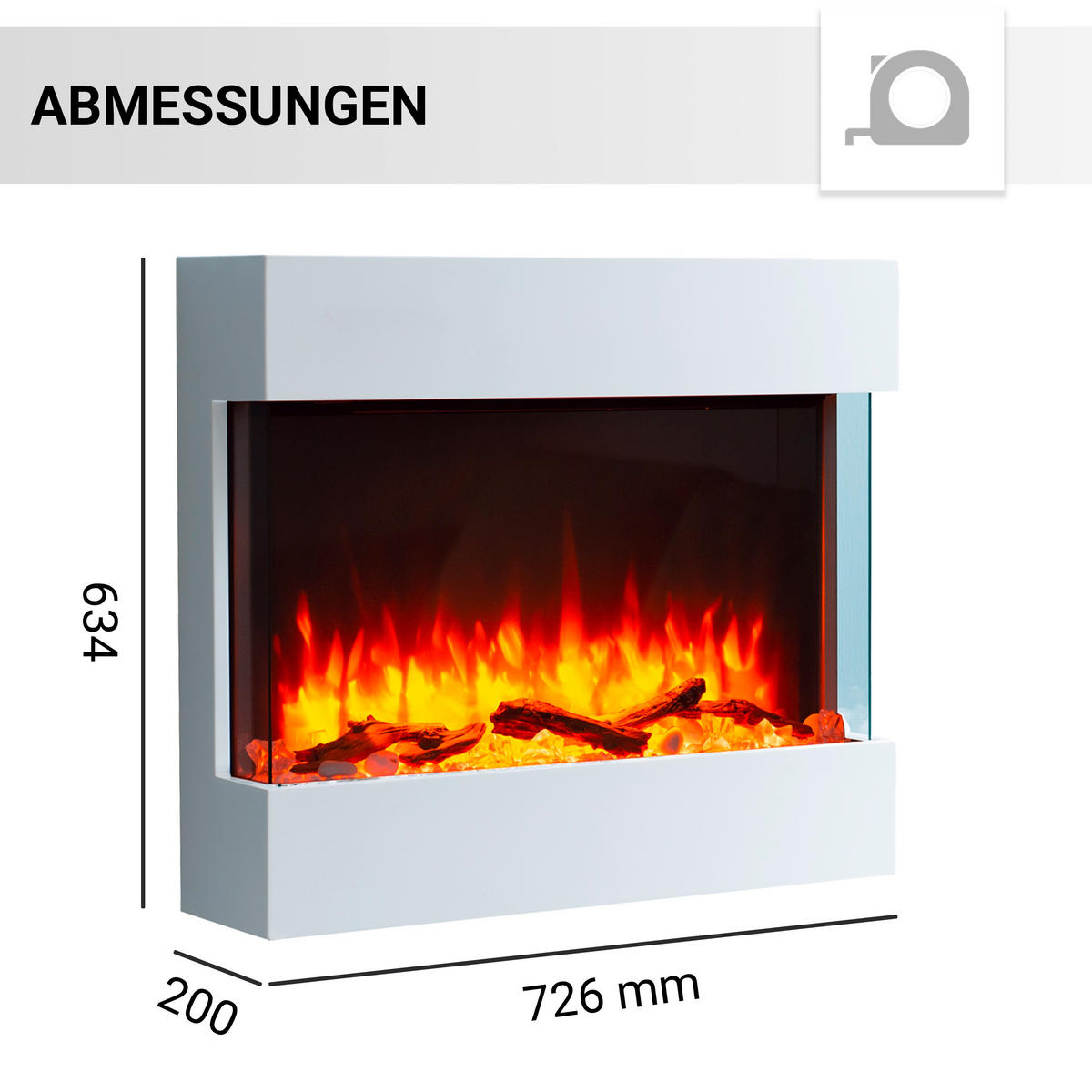 ELEKTROKAMIN - Weiß, Basics, Holzwerkstoff/Metall (73/64/20cm)