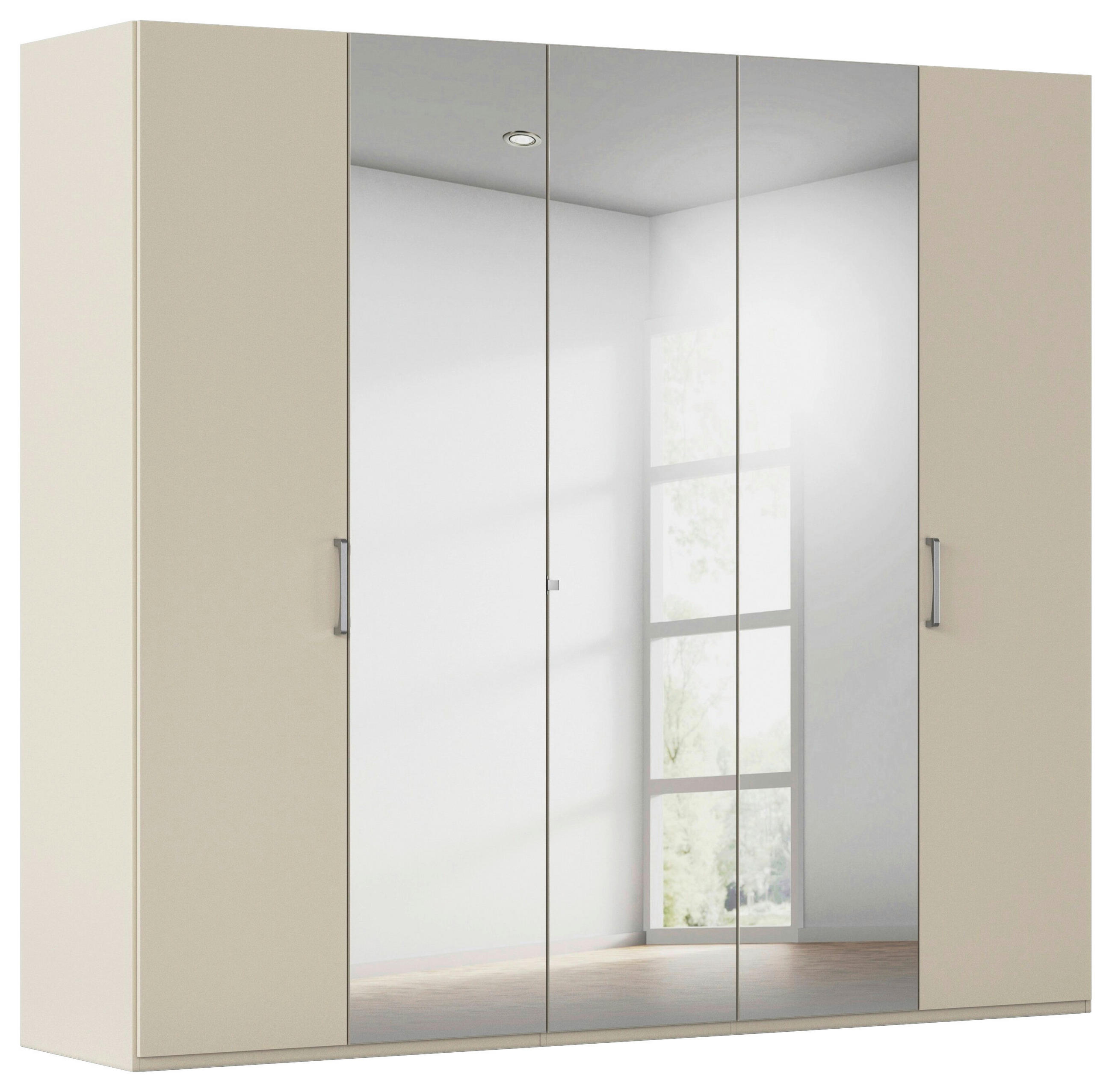 DREHTÜRENSCHRANK 251/235/61 cm,  in Champagner, 5-türig  - Chromfarben/Edelstahlfarben, Basics, Glas/Holzwerkstoff (251/235/61cm) - Novel