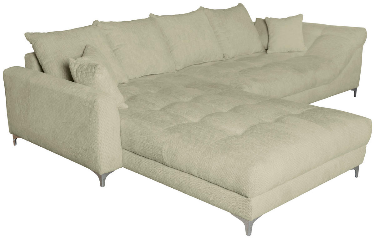 ECKSOFA Beige Chenille  - Chromfarben/Beige, KONVENTIONELL, Textil/Metall (227/329cm) - Carryhome
