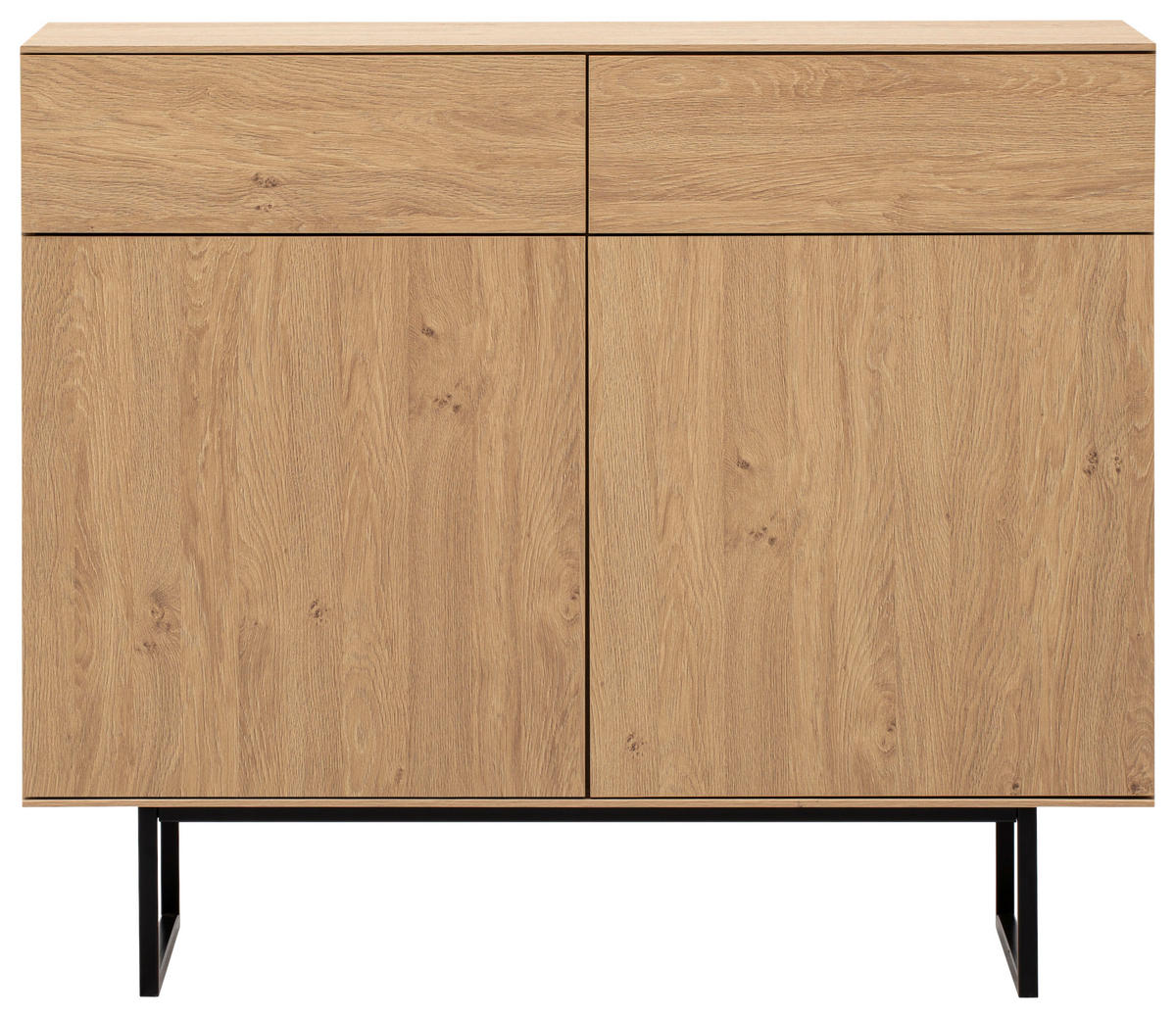 KOMMODE  in 115/98/40 cm  - Eichefarben/Schwarz, Design, Holzwerkstoff/Metall (115/98/40cm) - Modante