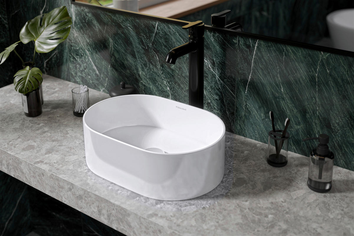 WASCHBECKEN 45/14/30 cm  - Weiß, Basics, Stein (45/14/30cm) - Dieter Knoll