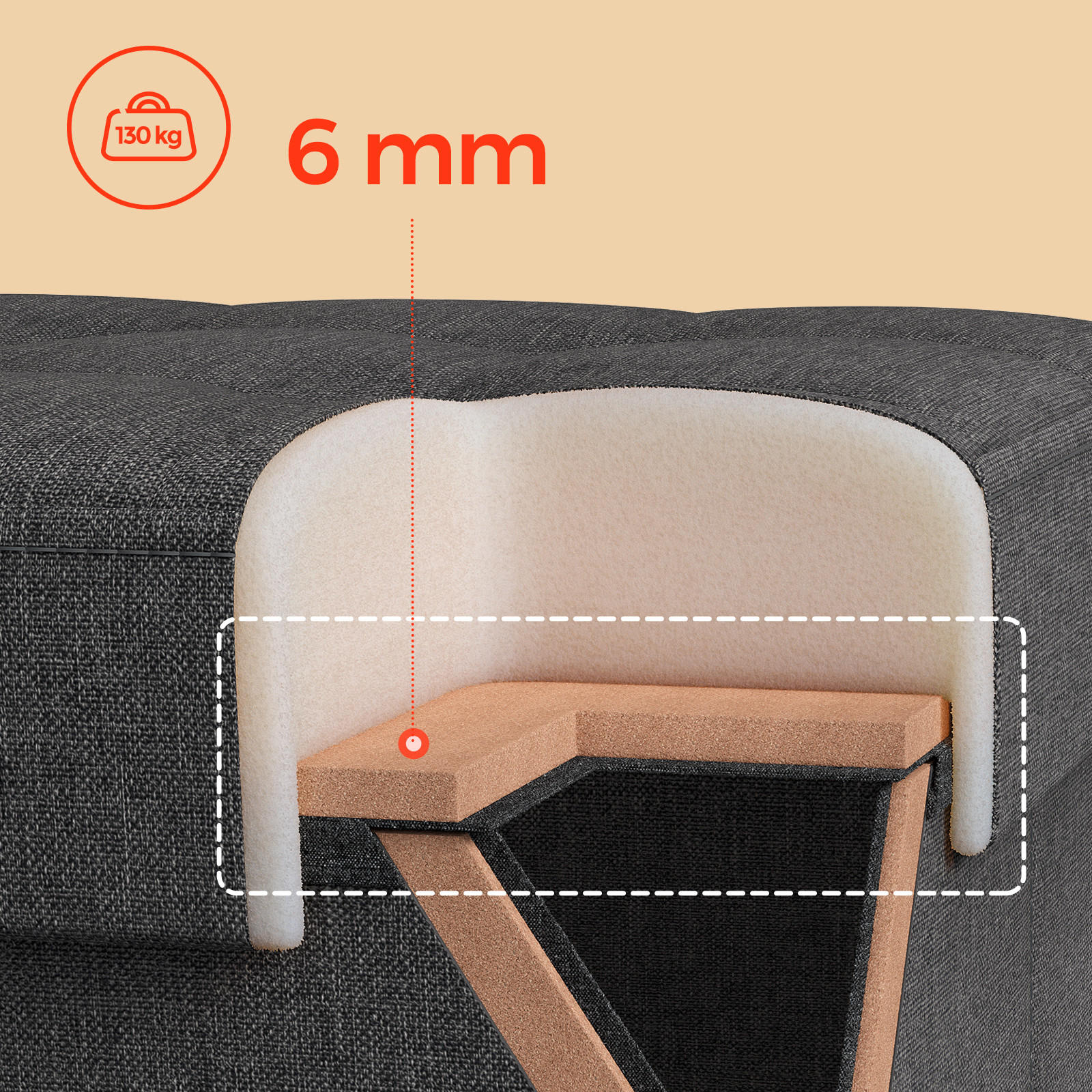 Thumbnail - Sitzbox, Dunkelgrau, Textil, 30x30x30 cm, faltbar, Wohnzimmer, Hocker, Sitzwürfel