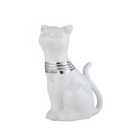 DEKORAČNÁ MAČKA - biela/strieborná, Konventionell, keramika (14,5/20/9,5cm) - Ambia Home